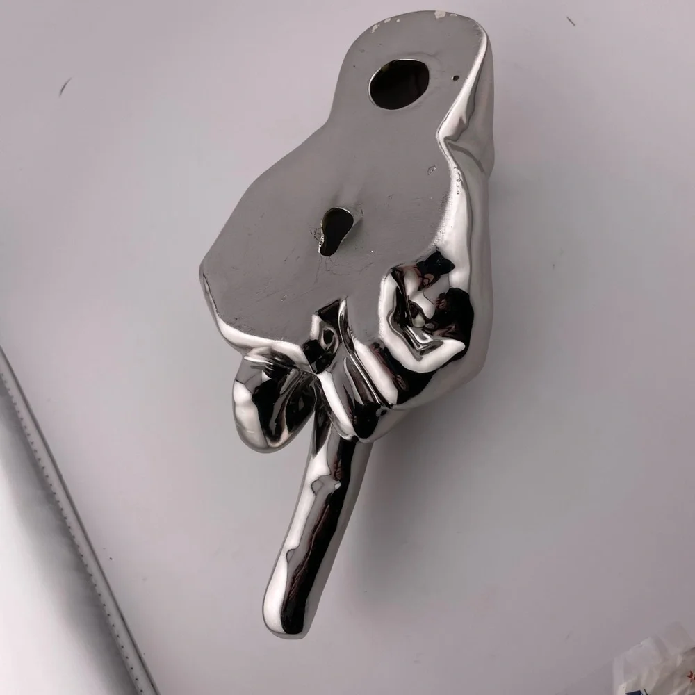 Silver Middle Finger hand Wall Mount - 9